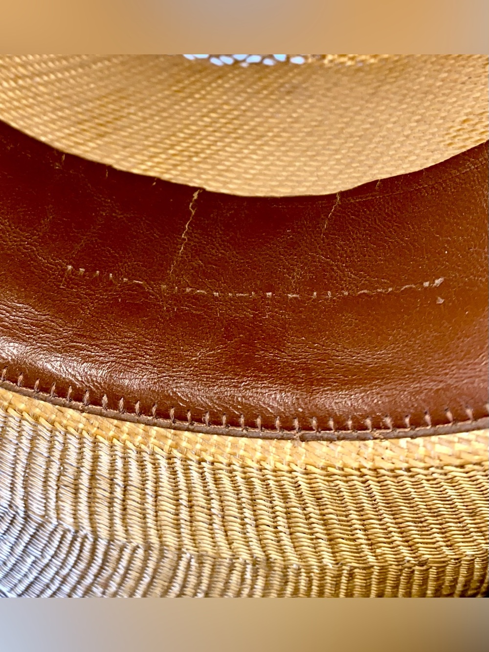 Vintage Stetson Tan Straw Western Hat with Distressed Ventilated Crown - Picture 10 of 11